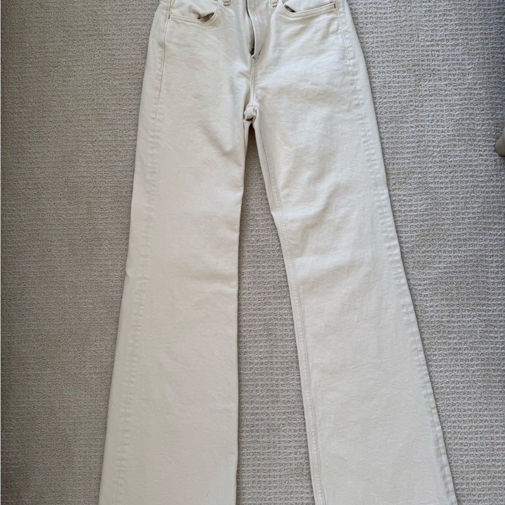 American  Eagle Women's Cream Flair Jeans